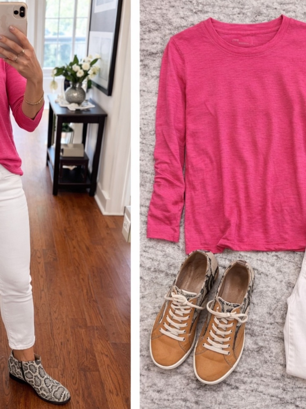 J. Crew Bright Pink Long Sleeve Tee